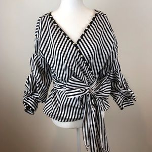 Black and white striped blouse